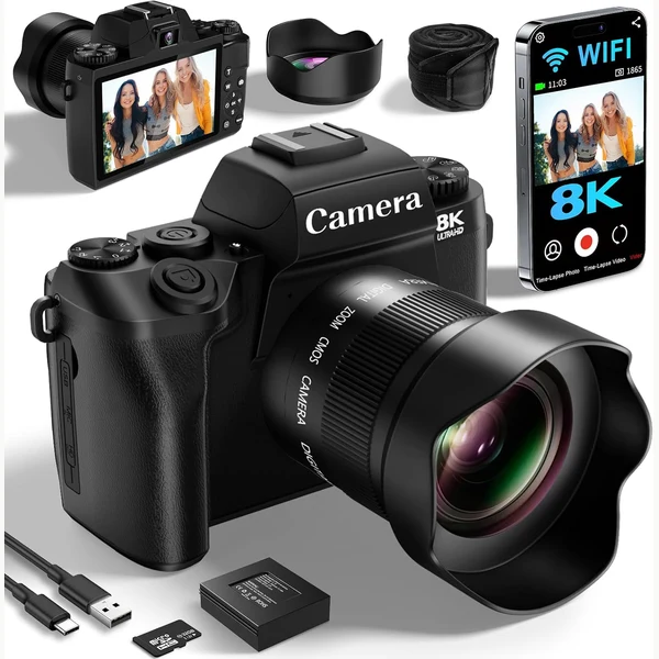 Saneen 8K camera with 4 inch touch screen