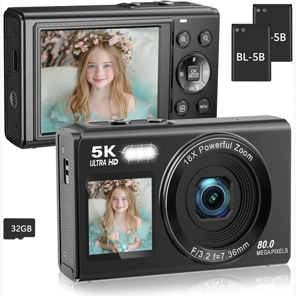 Saneen X9 5K black dual screen vlogging camera